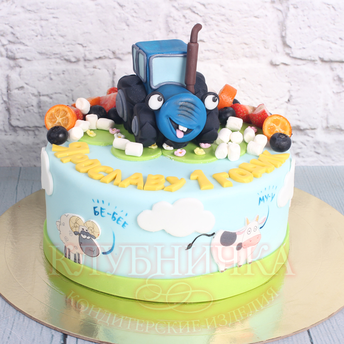 Детский торт "Синий трактор" 1800руб/кг + 1800руб фигурка
